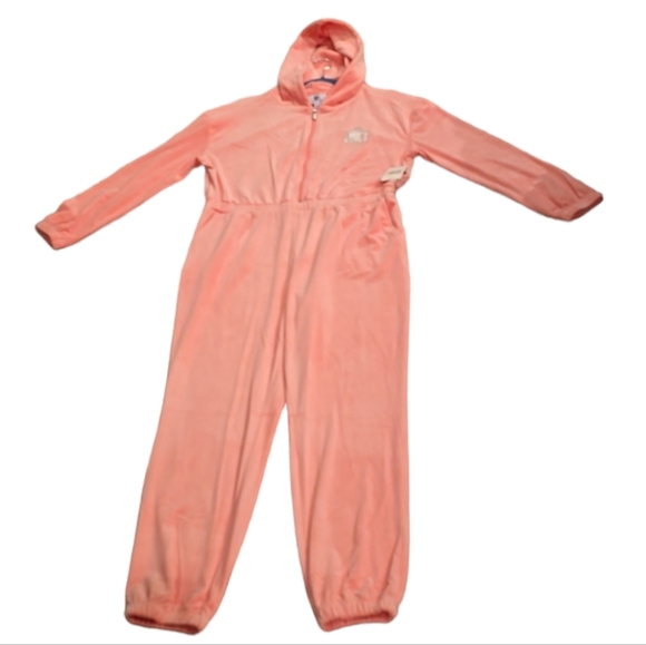 JUICY COUTURE WOMENS JUNIOR PINK LONG SLEEVE VELVETEEN HOOD JUMP SUIT SIZE LARGE - Picture 7 of 16